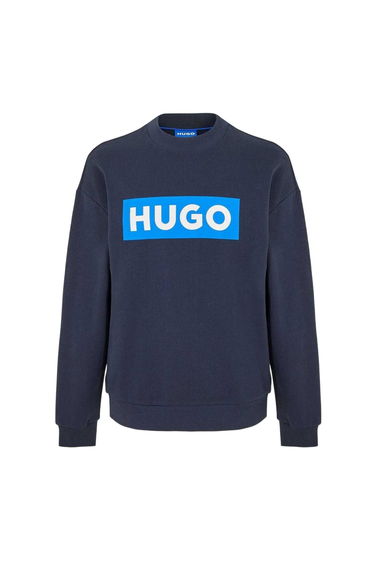 Hugo Mens Niero Box Logo Crew Neck Sweatshirt - Navy