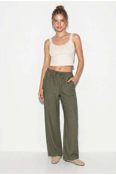 LUCCI Women’s Wide-Leg Crepe Trousers