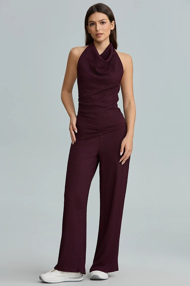Textured Wide Leg Pants