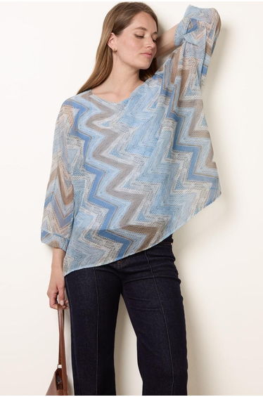Zig Zag Round Neck Oversized Top