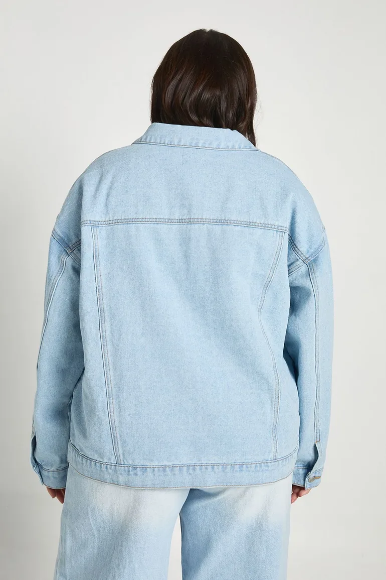 Plus Oversized Denim Jacket - bleach wash - 2