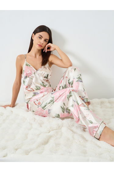 Women Floral Printed Cami Top and Pyjama Set