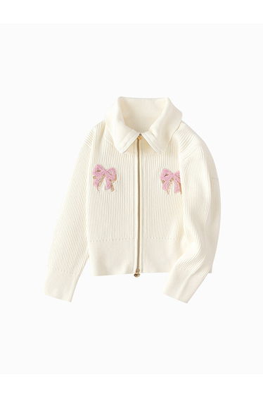 Girls' Knitted Cardigan With Zipper