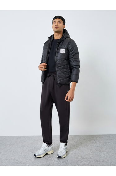 Men Oversized Fit Solid Hooded Puffer Jacket