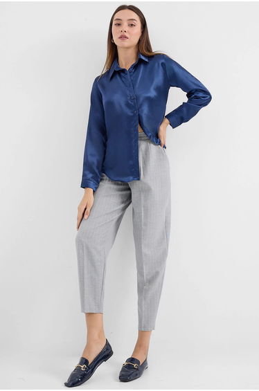 BDART Satin Long Sleeve Shirt with Button Closure