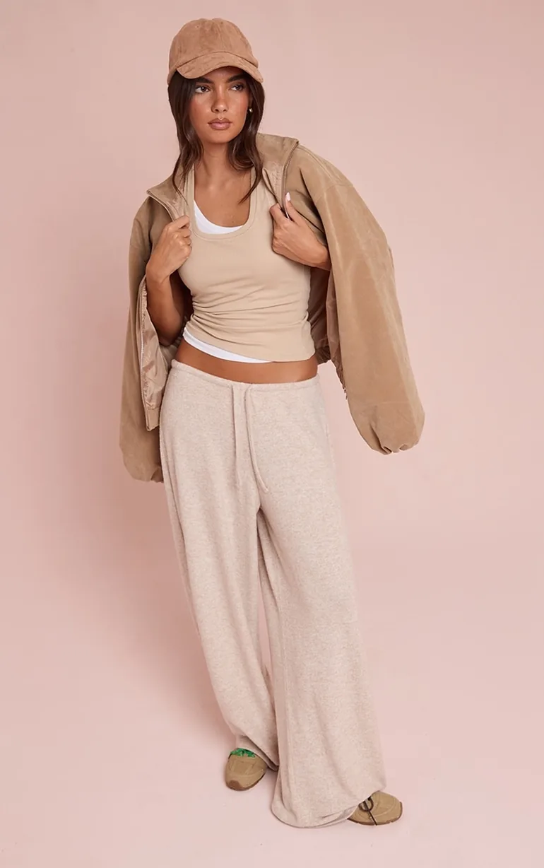 Sand Marl Soft Knit Drawstring Trousers