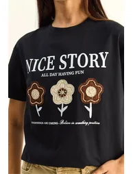 LUCCI Embroidered Text Print Relaxed Fit T-Shirt - 1