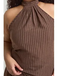 Plus Peached Stripe Halter - chocolate - 3