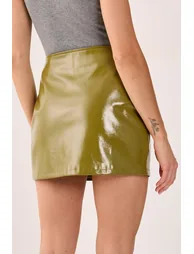 Vinyl High Shine Faux Leather Mini Skirt - 3