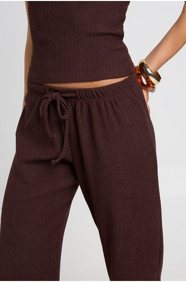 Plisse Wide Leg Trouser - chocolate product thumbnail 4