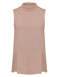 Stone High Neck Tailored Sleeveless Top - 4