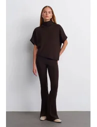 Dilvin High-Waist Flare Knit Pants - 2
