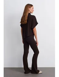 Dilvin High-Waist Flare Knit Pants - 1
