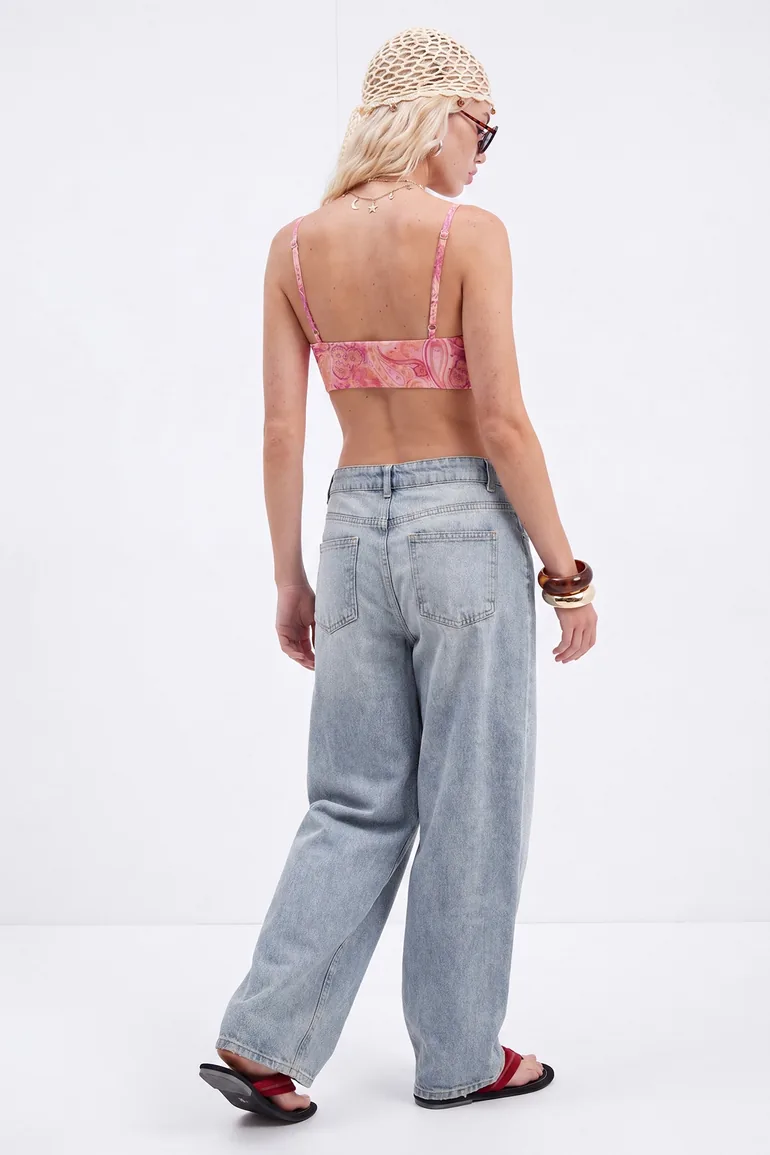 Light Blue Regular Waist Loose Cut Baggy Jeans - 6