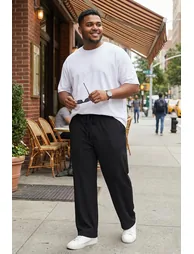 Black Plus Size Summer Flowy Wide Leg Trousers