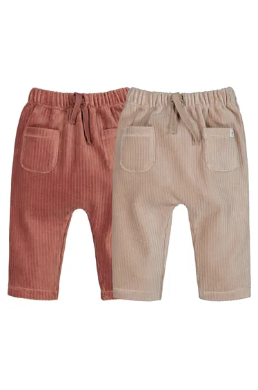 Pack of 2 Ribbed Velour Joggers in Cotton Mix