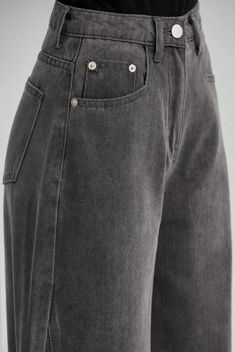 Wide Leg Barrel Denim Pants - 2