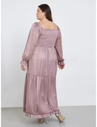 Plus Size Lurex Sweetheart Neck Maxi Dress - 4