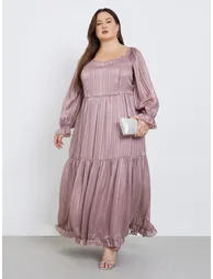 Plus Size Lurex Sweetheart Neck Maxi Dress