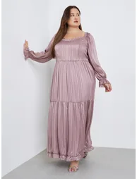 Plus Size Lurex Sweetheart Neck Maxi Dress - 1