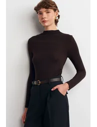 DILVIN Ribbed Slim-Fit Half Turtleneck Blouse - 2