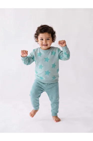 Baby Girl Green All Over Star Print Cotton Sweatshirt