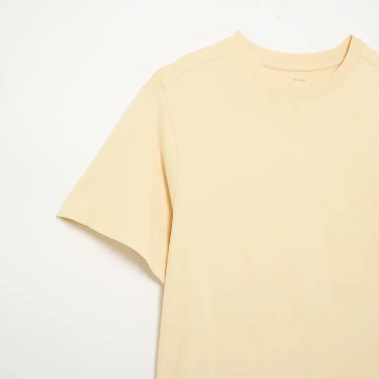 Plain Short-Sleeved Relaxed Fit / Oversized T-Shirt YELLOW - 1
