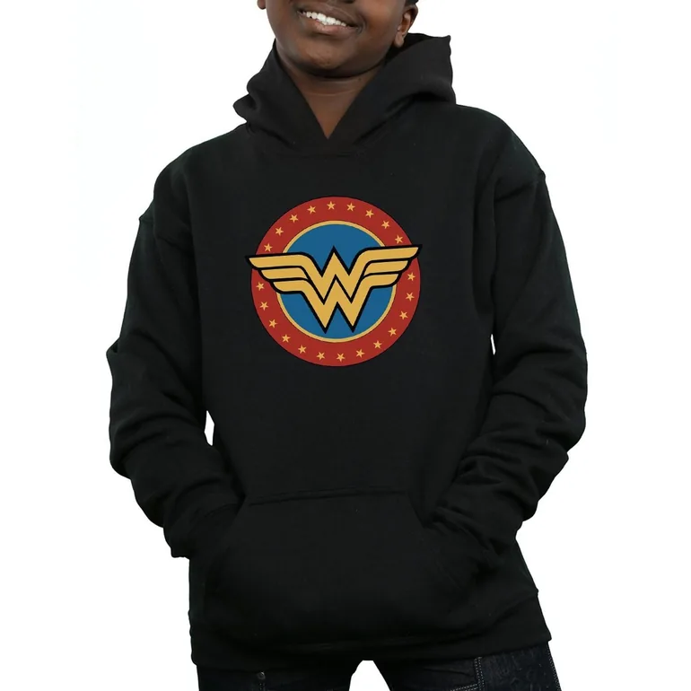 DC Comics Boys Wonder Woman Circle Logo Hoodie - Black - 2
