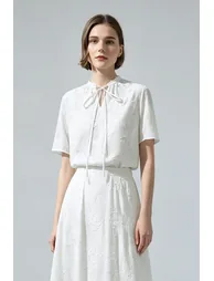 Tie Jacquard Chiffon Top - 2