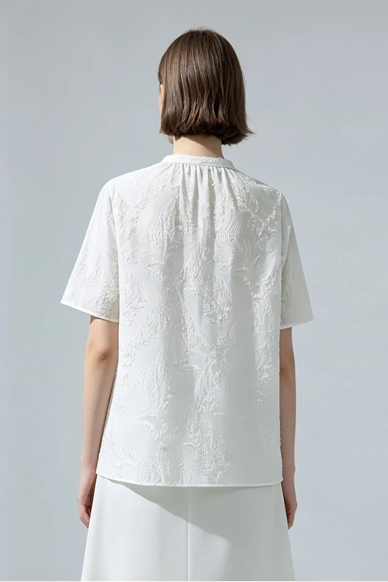 Tie Jacquard Chiffon Top - 3