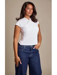 Shape Cream Cross Over Slinky Top - 2