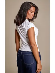 Shape Cream Cross Over Slinky Top - 1