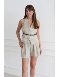 Stone Striped 100% Cotton Woven Bottom - Top Set - 4
