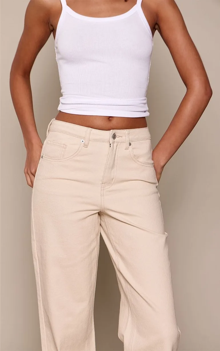 Tall Ecru High Waist Straight Leg Stretch Jeans - 3