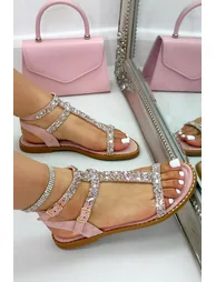 Crystal Opulent Gladiator Sandals Pink - 1