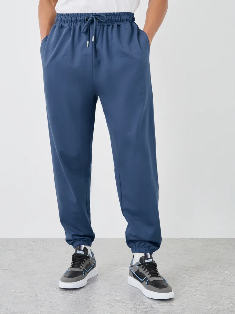 Back Slogan Print Cut and Sew Oversized Joggers with Drawstring - 2
