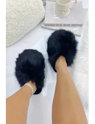 Lemonade Ultimate Cosy Fluffy Slippers Black - 5