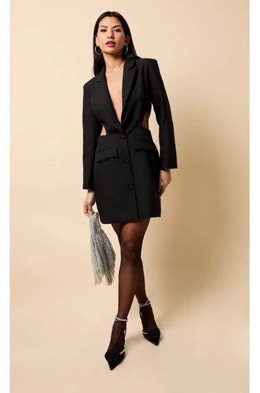 Black Cut Out Blazer Mini Dress