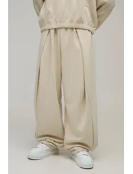 Balloon Fit Pleated Loopback Jogger - beige - 1