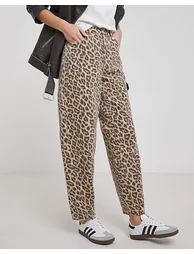 Leopard Barrel Leg Jeans - 5
