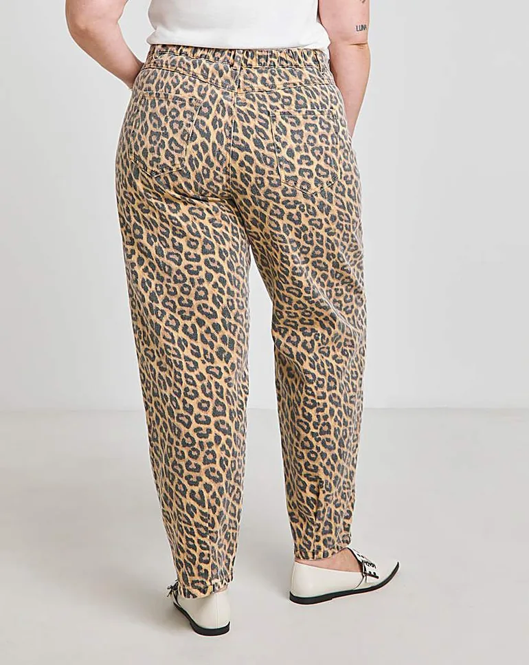 Leopard Barrel Leg Jeans - 6