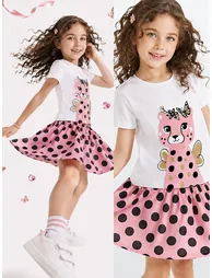Cheetah Girl Child T-shirt Pink Skirt Set