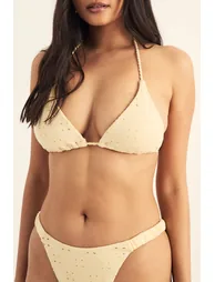 Broderie Rope Trim Ruched High Leg Bikini Set - 2