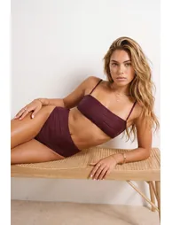 Plum Bralette Covered High Waist Regular Bikini Set - 1