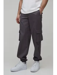 Fixed Waist Baggy Washed Trouser - charcoal