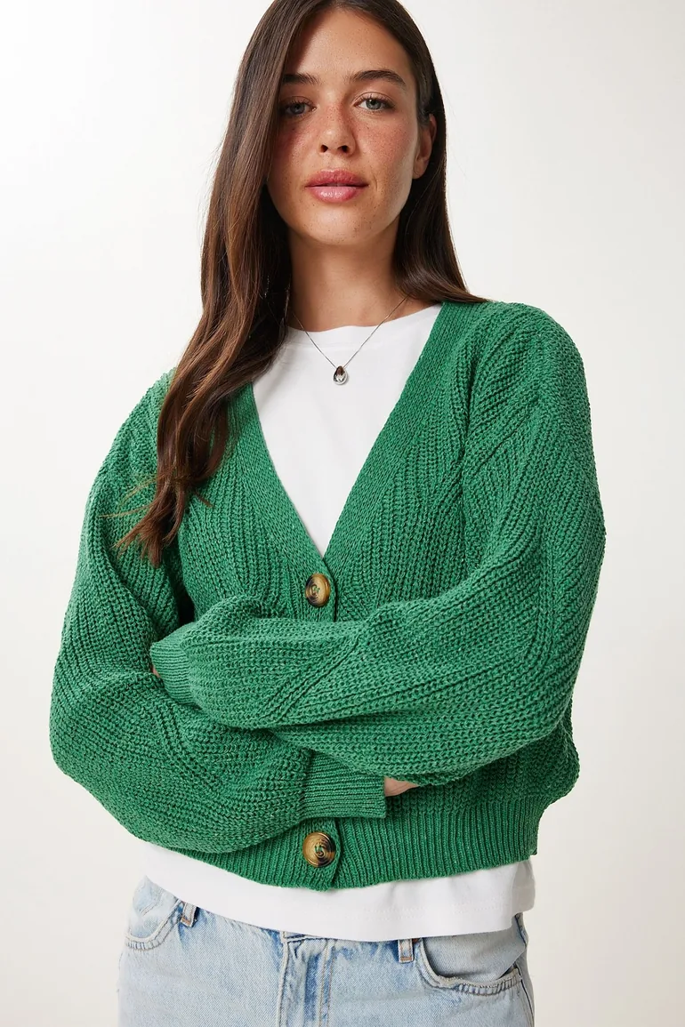 Happiness İStanbul Green Cardigan - 3