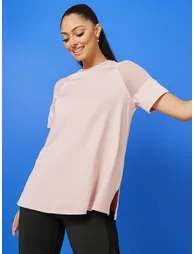 Shoulder Mesh Panel Insert Oversized Yoga Top - 1