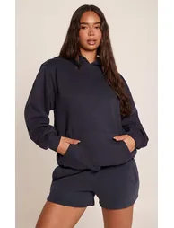 Navy Cotton Fleece Sweat Shorts - 1