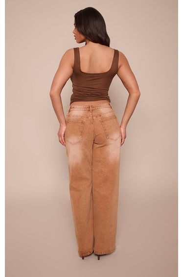 Shape Washed Brown Hourglass Stretch High Waisted Straight Leg Jeans product thumbnail 3