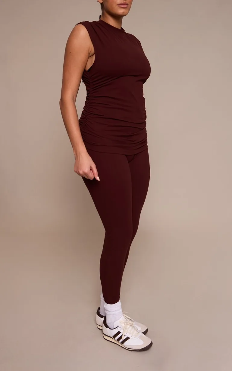 Plus Chocolate Sculpt Ruched Leggings - 1